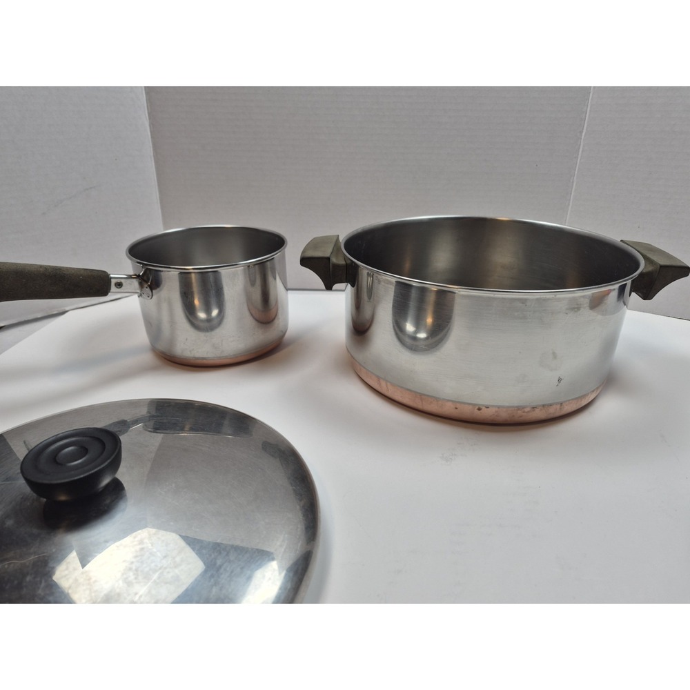 Vintage Revere Ware 1801 Copper Bottom Cookware Set  Saucepan & Stockpot W/lid